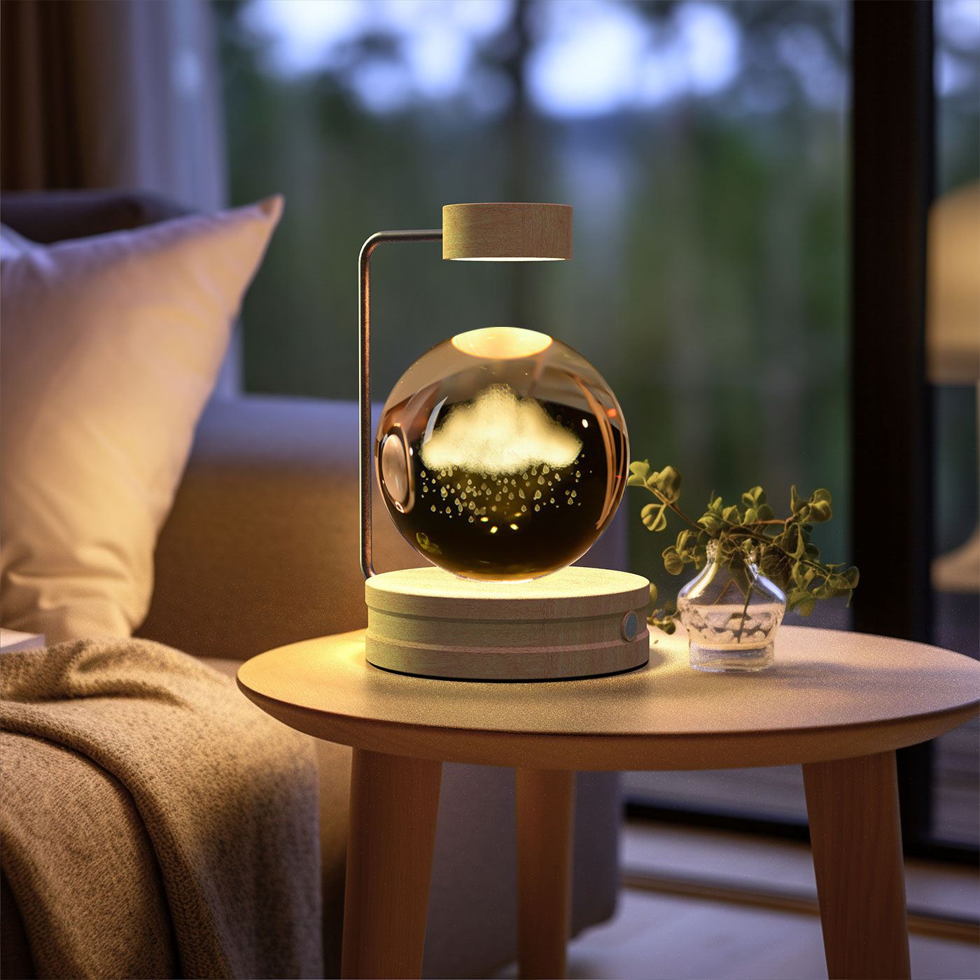 Lámpara de noche interior con forma de dinosaurio cósmico y bola de cristal, alimentación USB, luz cálida para mesita de noche, regalo de cumpleaños.