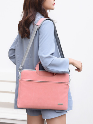 Bolso para portátil de piel sintética para mujer, maletín para MacBook Air de 13,3, 14 y 15,6 pulgadas, bolso de hombro para hombre, bolso para ratón.