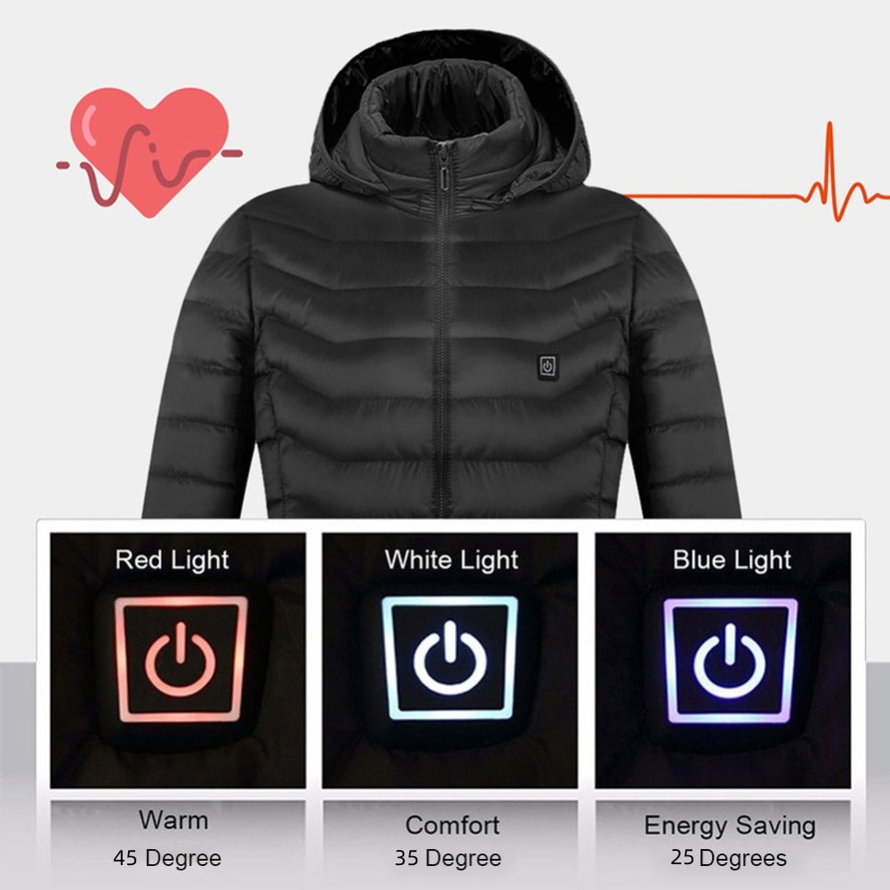 Chaqueta térmica de invierno con calefacción USB, abrigo de algodón con cremallera, calentador térmico, chaleco calefactor para hombre.