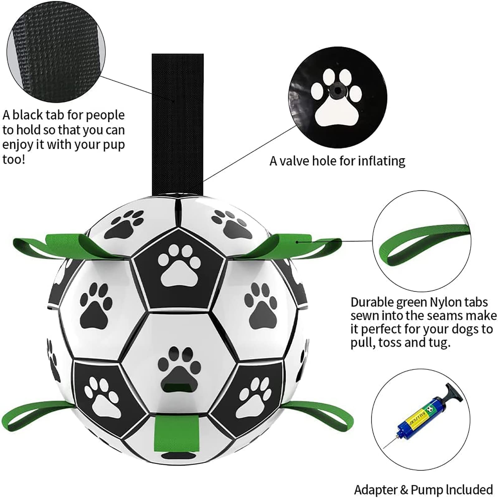 Pelota de fútbol inflable interactiva para perros, juguete de entrenamiento para perros, pelotas para Border Collie para perros grandes, artículos para mascotas