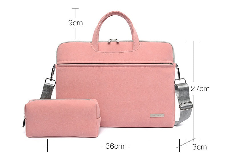 Bolso para portátil de piel sintética para mujer, maletín para MacBook Air de 13,3, 14 y 15,6 pulgadas, bolso de hombro para hombre, bolso para ratón.