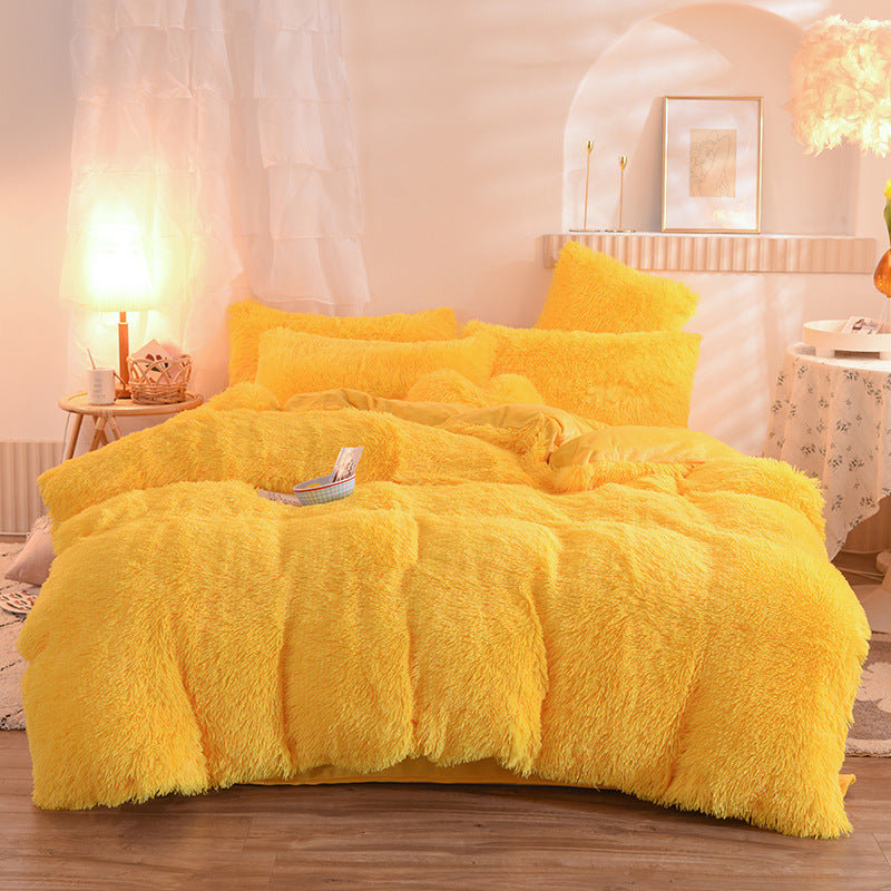 Funda nórdica de felpa gruesa de lujo, tamaño Queen/King, funda de edredón cálida de invierno, funda de almohada, juego de ropa de cama esponjosa y mullida para el cuerpo en invierno, para mantener el calor corporal.