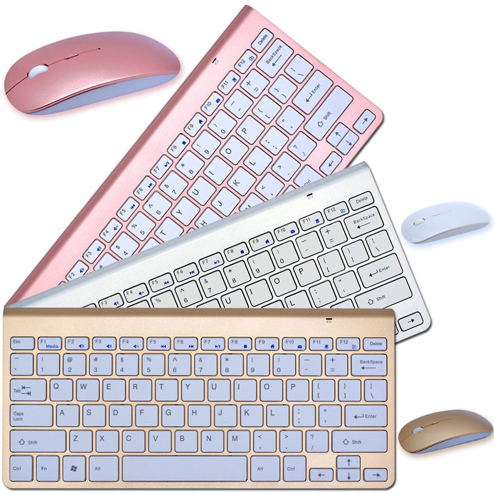 Teclado y ratón inalámbricos 2.4G, mini teclado portátil, combo de teclado y ratón para portátiles, Mac, PC de escritorio, Smart TV y PS4.