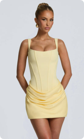 Vestido de verano tipo corsé, elegante vestido corto sin mangas para fiestas, bodas y eventos nocturnos.