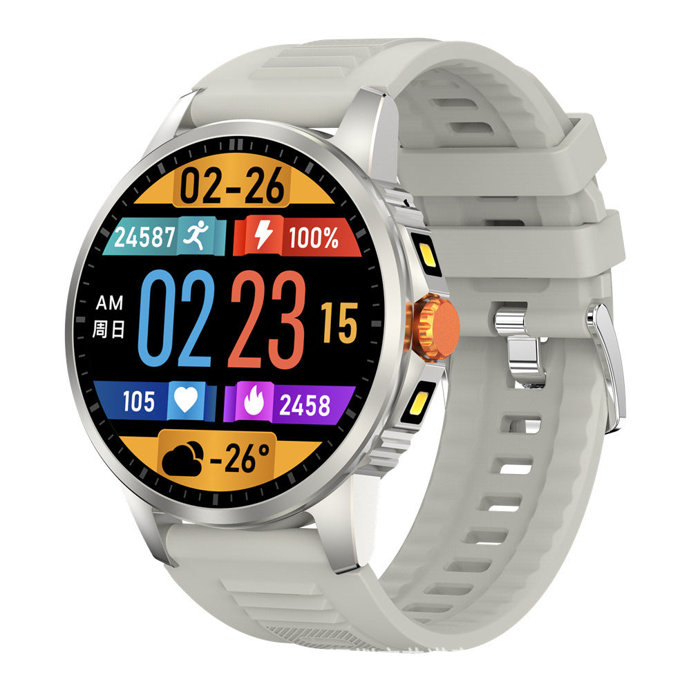 Reloj inteligente V5 con pantalla redonda, linterna dual y Bluetooth.
