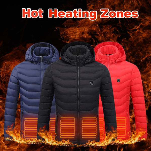 Chaqueta térmica de invierno con calefacción USB, abrigo de algodón con cremallera, calentador térmico, chaleco calefactor para hombre.