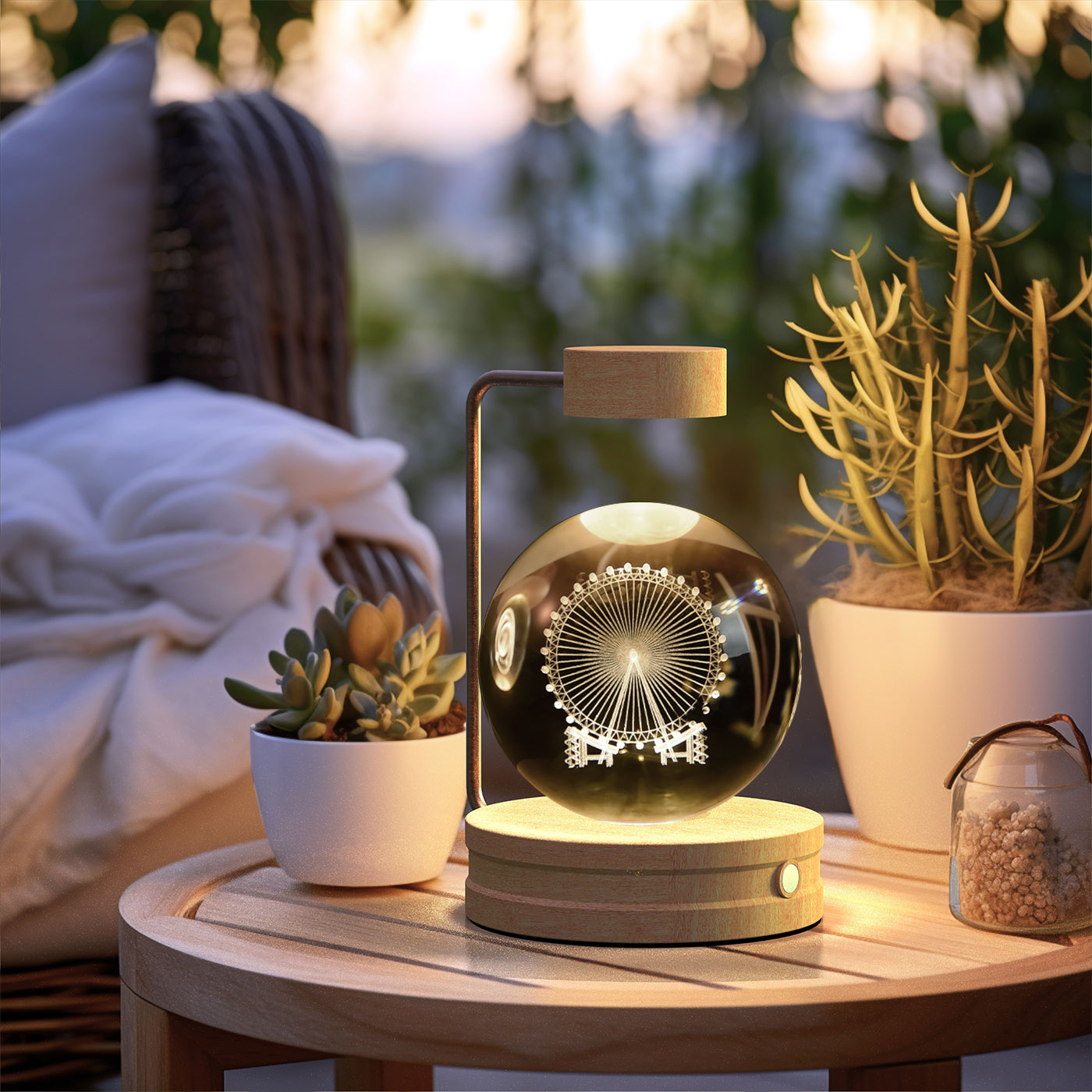 Lámpara de noche interior con forma de dinosaurio cósmico y bola de cristal, alimentación USB, luz cálida para mesita de noche, regalo de cumpleaños.