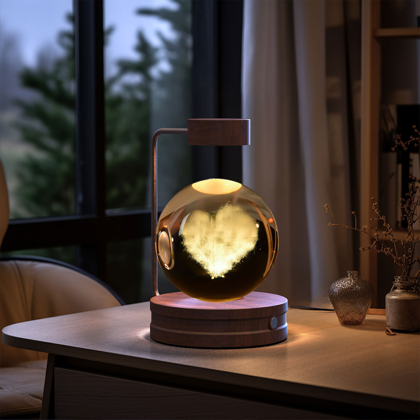 Lámpara de noche interior con forma de dinosaurio cósmico y bola de cristal, alimentación USB, luz cálida para mesita de noche, regalo de cumpleaños.