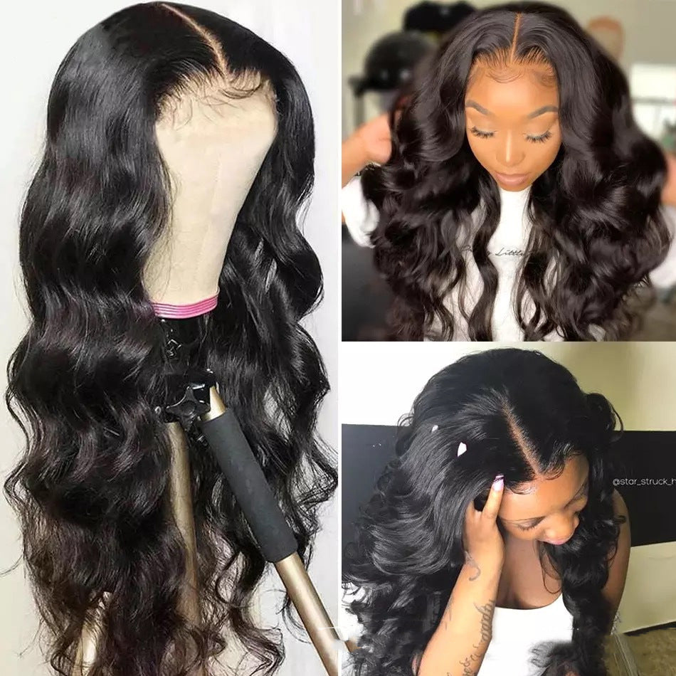 Pelucas de cabello humano ondulado con encaje frontal