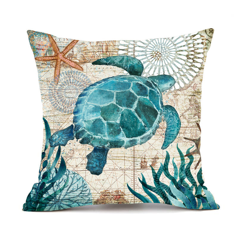 Fundas de cojín con estampado de tortugas marinas para la decoración del hogar, sofá o silla.