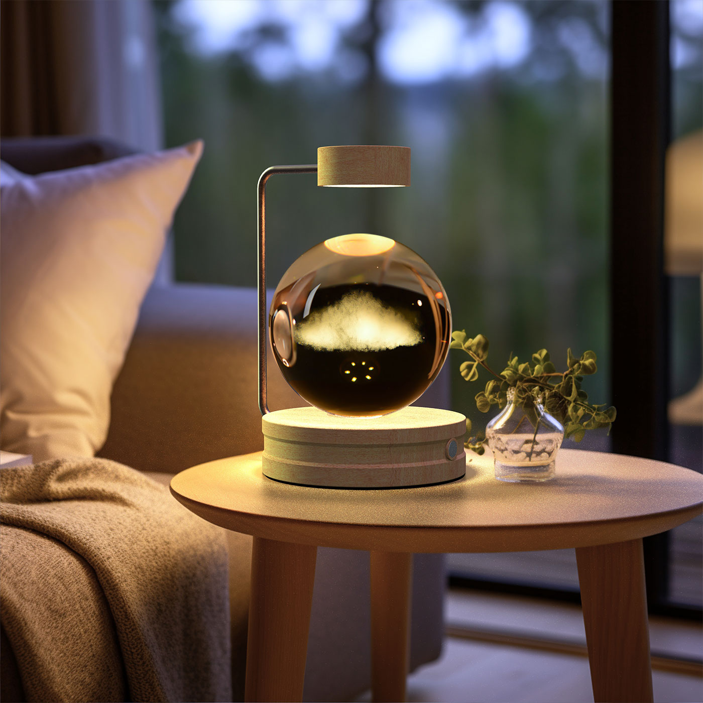 Lámpara de noche interior con forma de dinosaurio cósmico y bola de cristal, alimentación USB, luz cálida para mesita de noche, regalo de cumpleaños.