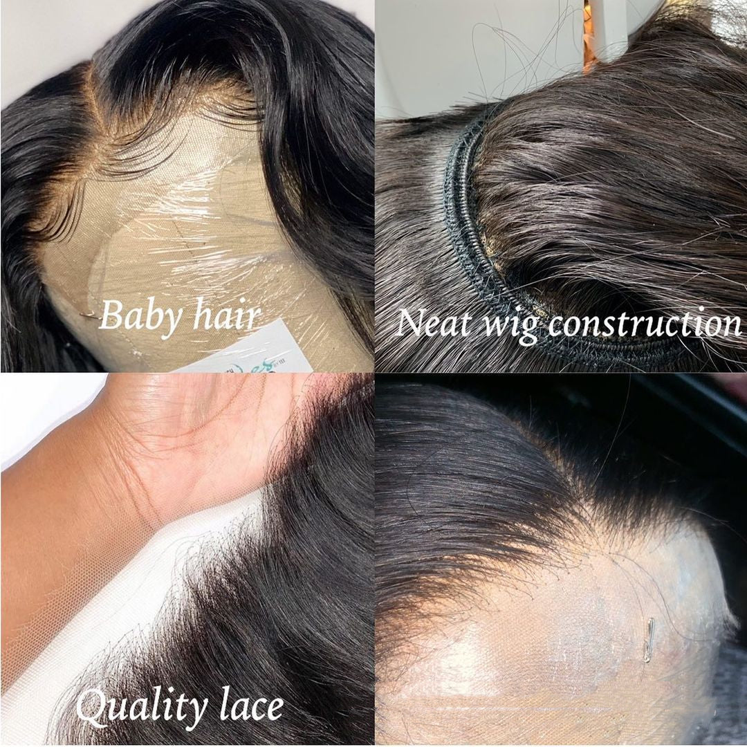 Pelucas de cabello humano ondulado con encaje frontal