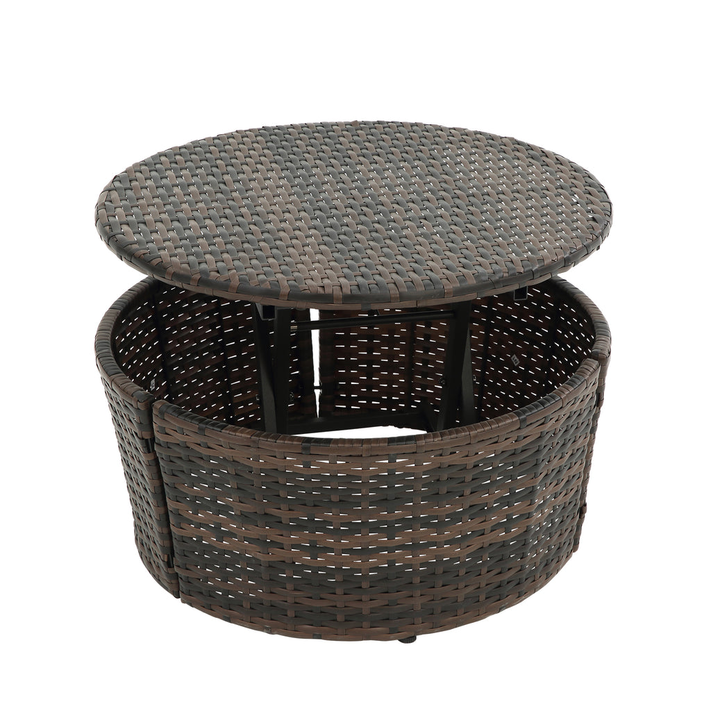 Oferta especial: Sofá cama redondo de ratán KD con dosel, cama con dosel Bali para exteriores, sofá cama de mimbre para exteriores con mesa de centro elevable.