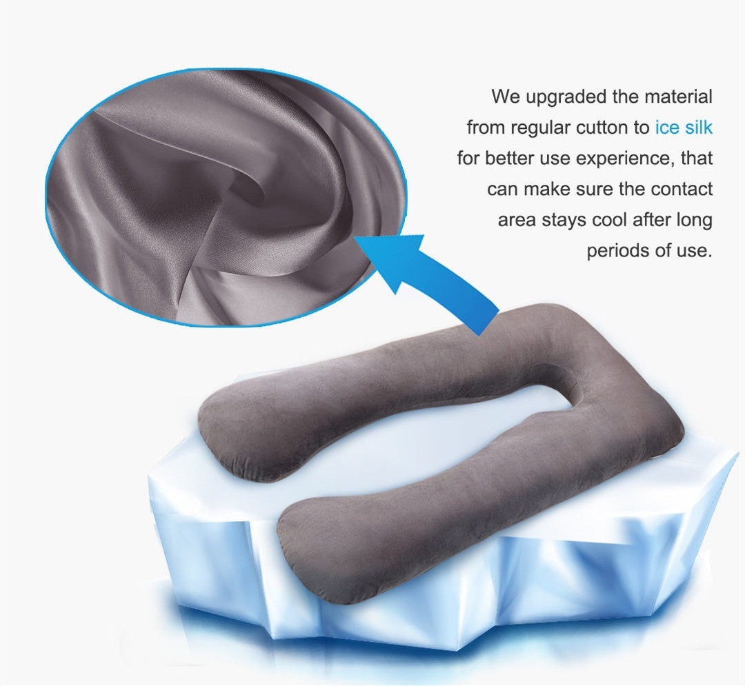 Almohada de apoyo para dormir en verano para mujeres embarazadas, almohadas de maternidad en forma de U, seda helada para el embarazo