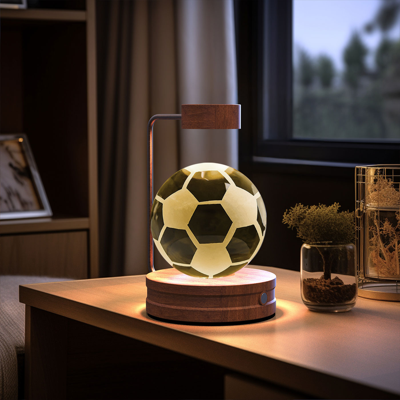 Lámpara de noche interior con forma de dinosaurio cósmico y bola de cristal, alimentación USB, luz cálida para mesita de noche, regalo de cumpleaños.