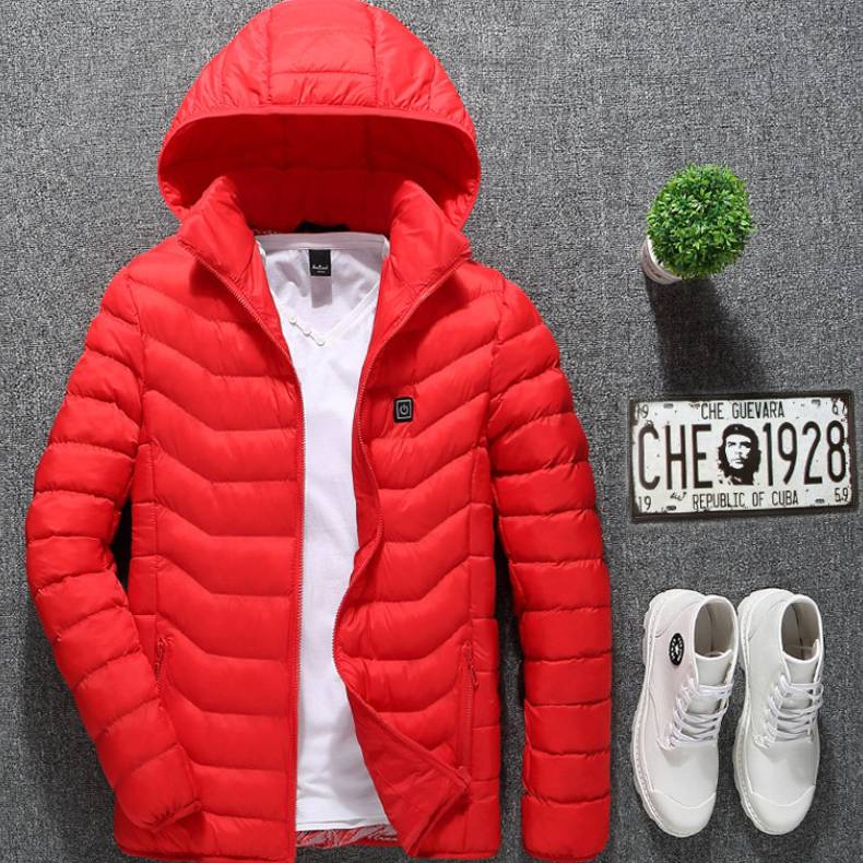 Chaqueta térmica de invierno con calefacción USB, abrigo de algodón con cremallera, calentador térmico, chaleco calefactor para hombre.
