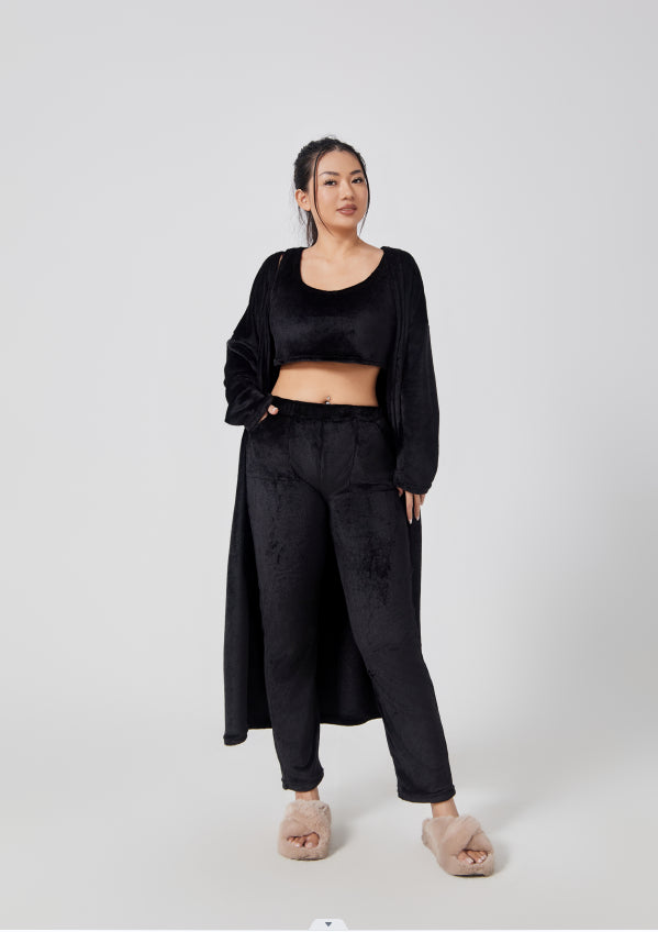Conjunto de pijama acogedor, conjunto de descanso de 3 piezas, ropa de estar por casa bonita, conjuntos de traje cálidos, conjunto a juego, conjunto de descanso, conjuntos de pantalón de 3 piezas, vestido de invierno para mujer