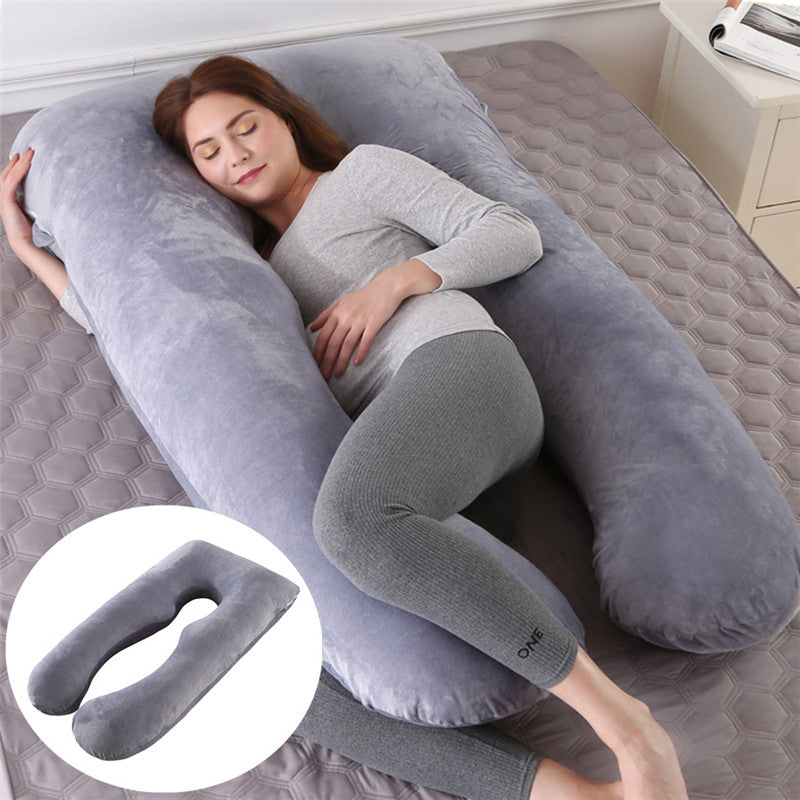 Almohada de apoyo para dormir en verano para mujeres embarazadas, almohadas de maternidad en forma de U, seda helada para el embarazo