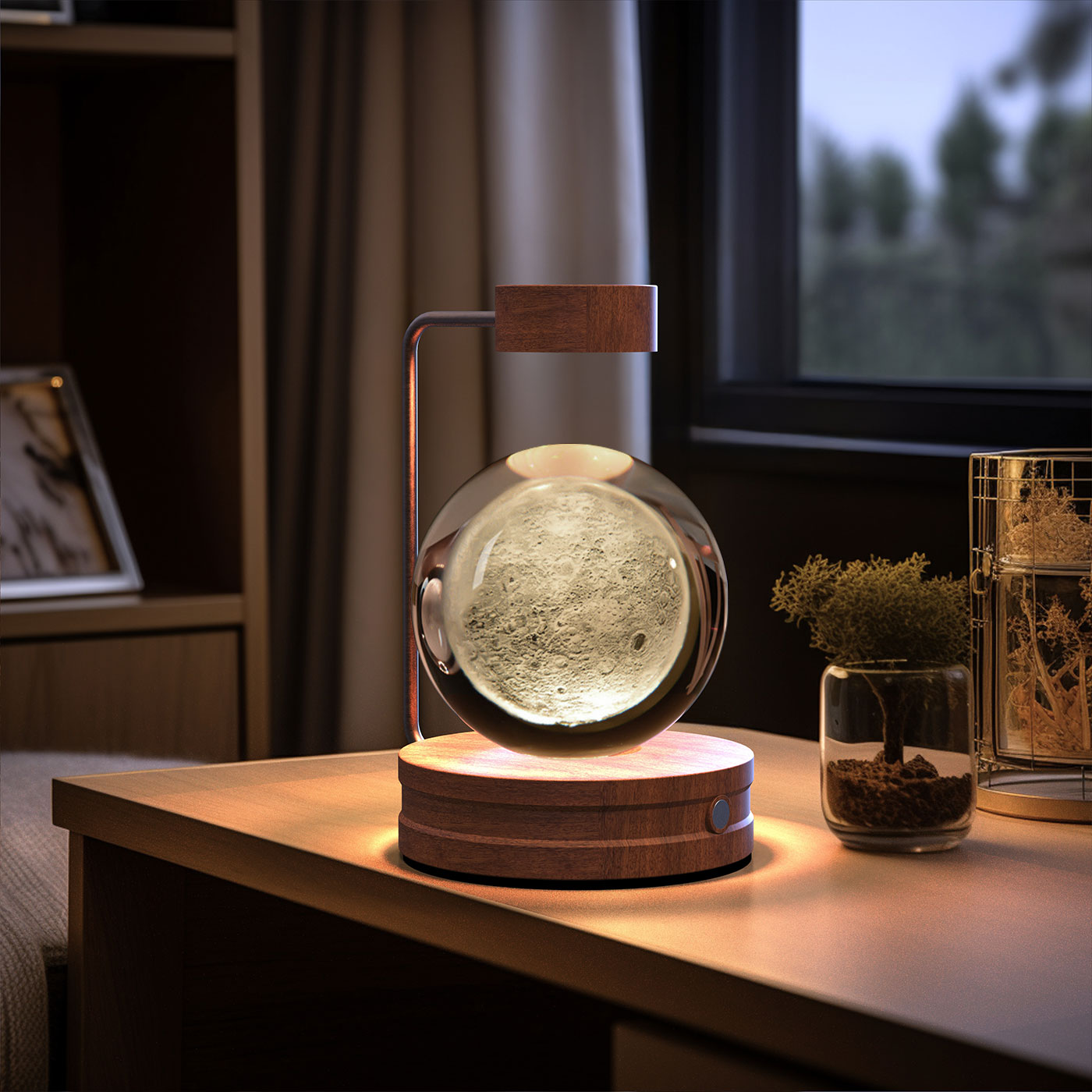 Lámpara de noche interior con forma de dinosaurio cósmico y bola de cristal, alimentación USB, luz cálida para mesita de noche, regalo de cumpleaños.