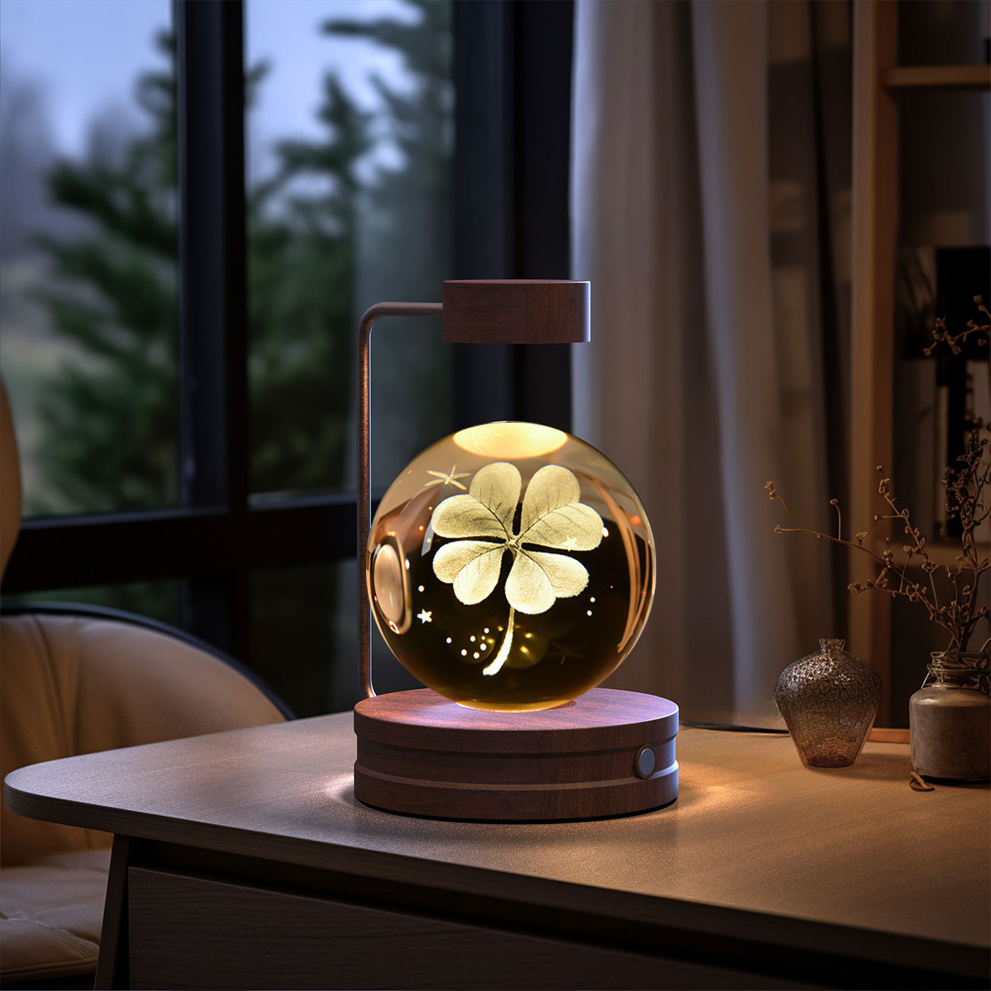 Lámpara de noche interior con forma de dinosaurio cósmico y bola de cristal, alimentación USB, luz cálida para mesita de noche, regalo de cumpleaños.