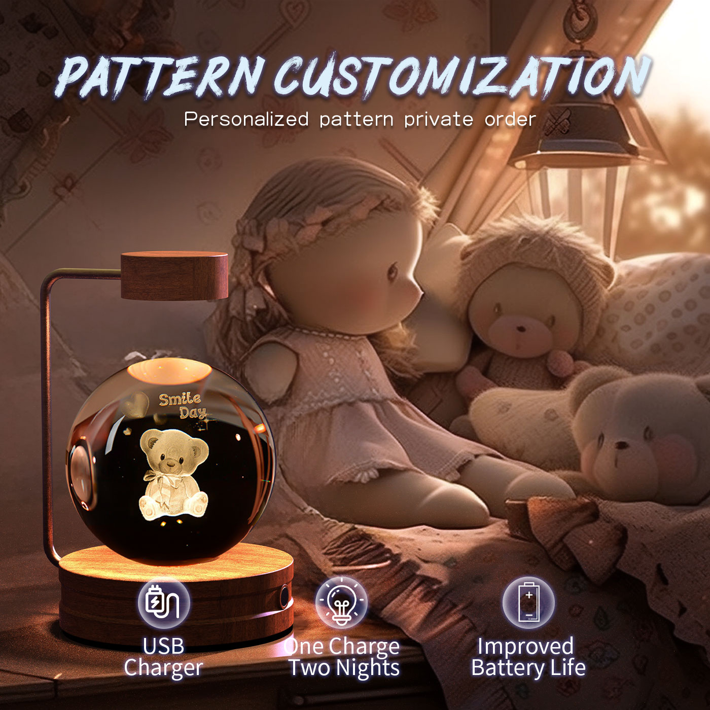 Lámpara de noche interior con forma de dinosaurio cósmico y bola de cristal, alimentación USB, luz cálida para mesita de noche, regalo de cumpleaños.