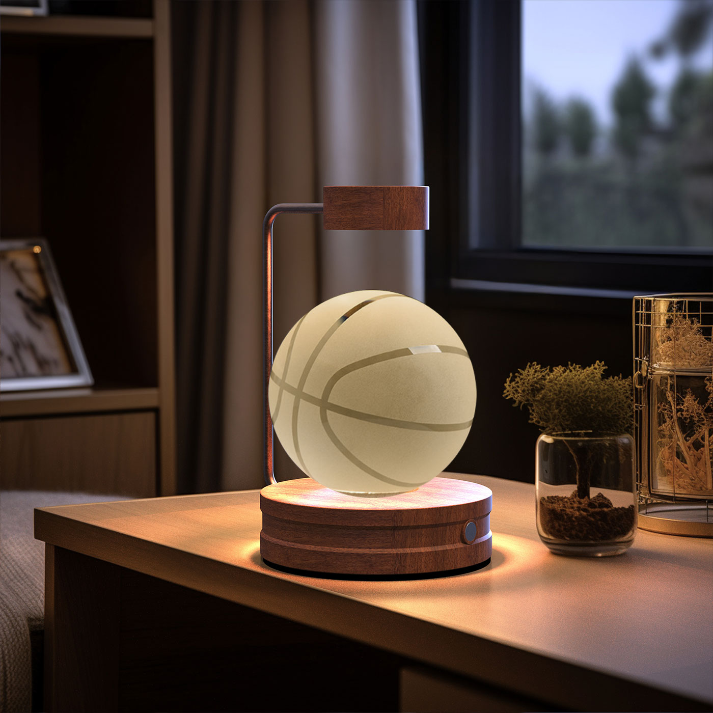 Lámpara de noche interior con forma de dinosaurio cósmico y bola de cristal, alimentación USB, luz cálida para mesita de noche, regalo de cumpleaños.