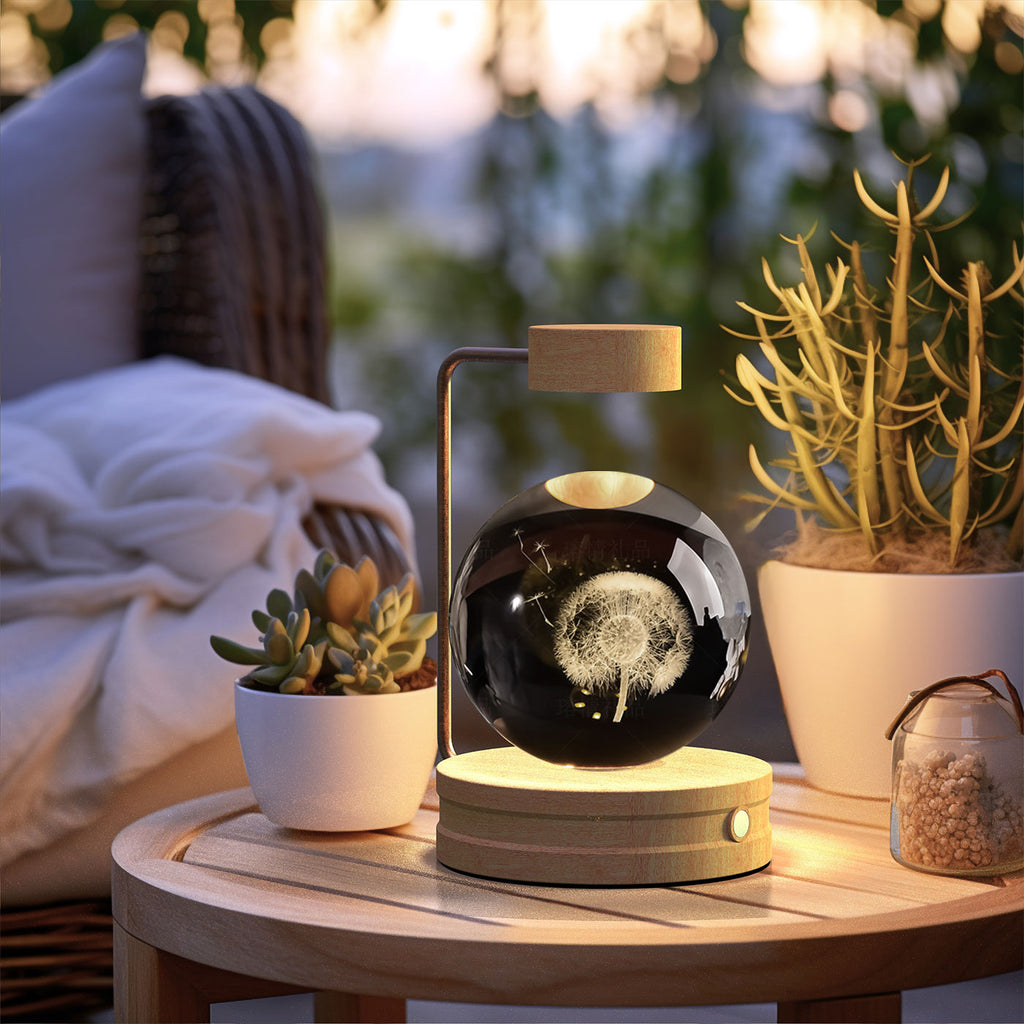 Lámpara de noche interior con forma de dinosaurio cósmico y bola de cristal, alimentación USB, luz cálida para mesita de noche, regalo de cumpleaños.