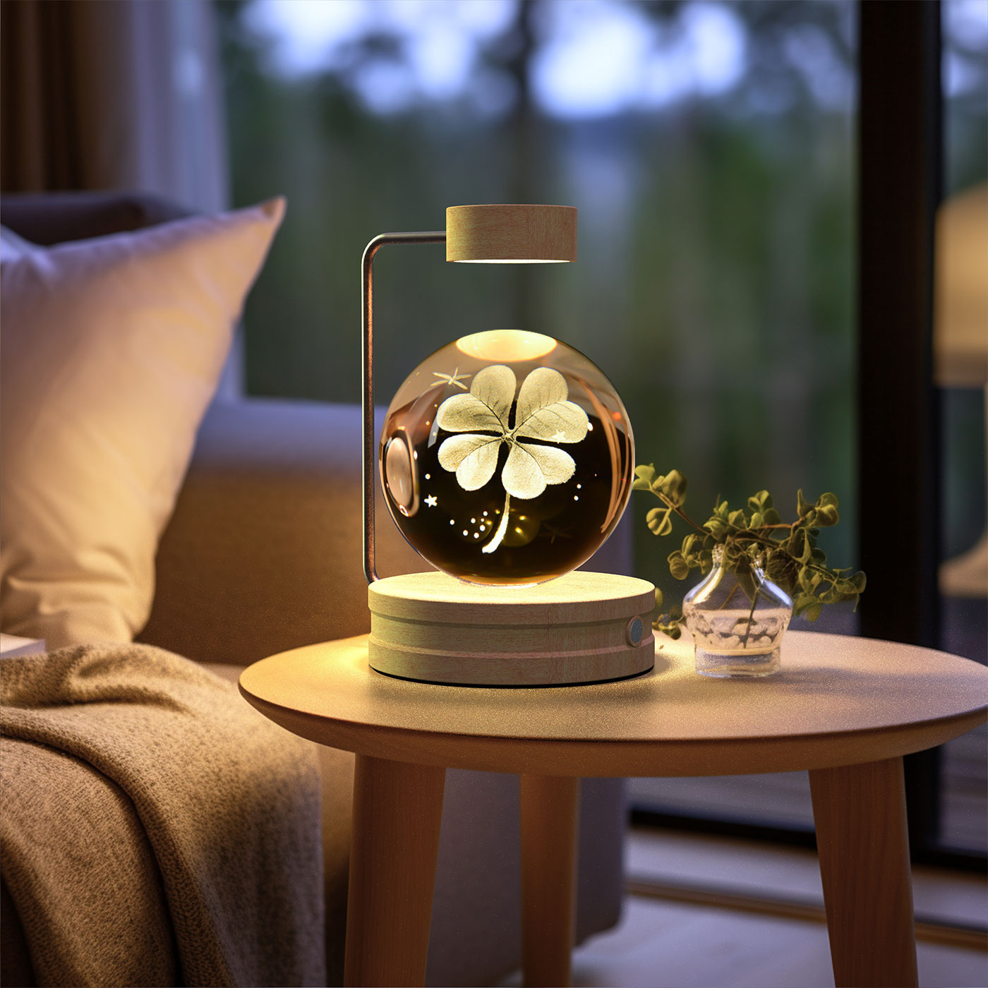 Lámpara de noche interior con forma de dinosaurio cósmico y bola de cristal, alimentación USB, luz cálida para mesita de noche, regalo de cumpleaños.