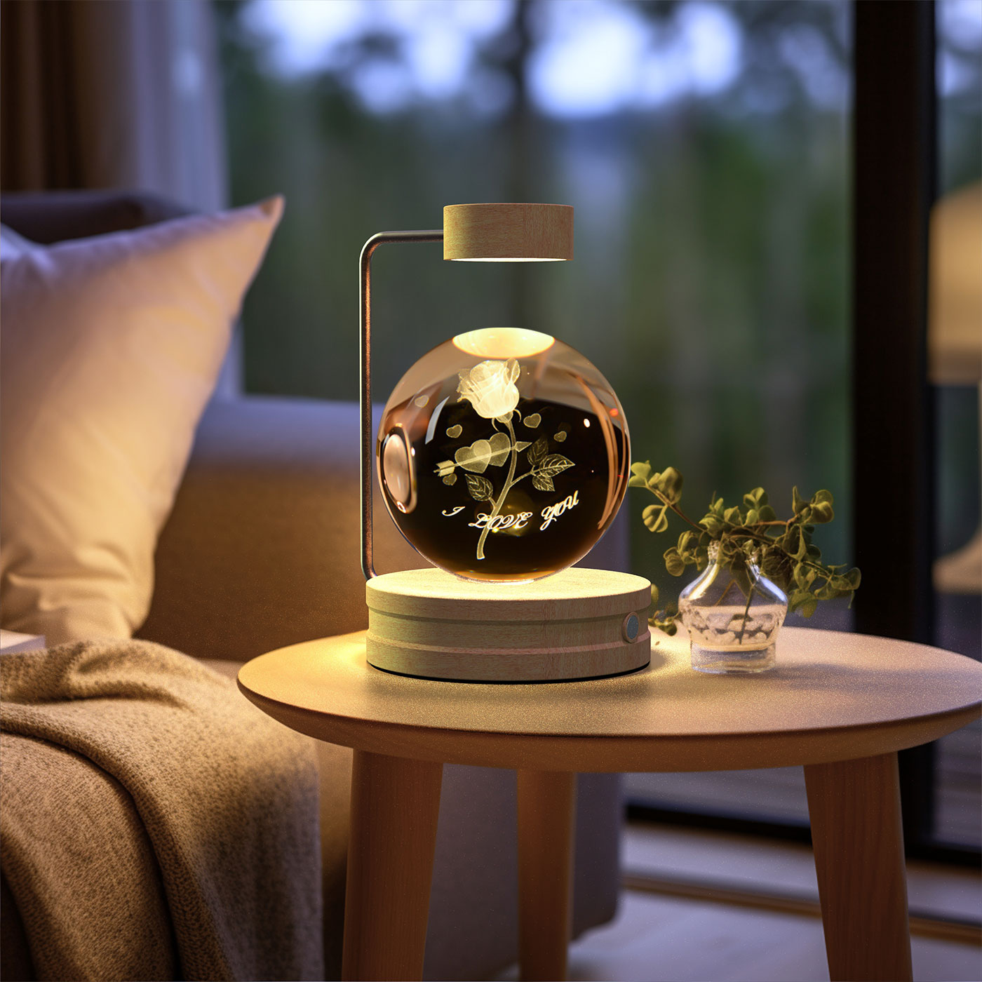 Lámpara de noche interior con forma de dinosaurio cósmico y bola de cristal, alimentación USB, luz cálida para mesita de noche, regalo de cumpleaños.