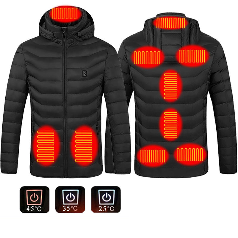 Chaqueta térmica de invierno con calefacción USB, abrigo de algodón con cremallera, calentador térmico, chaleco calefactor para hombre.