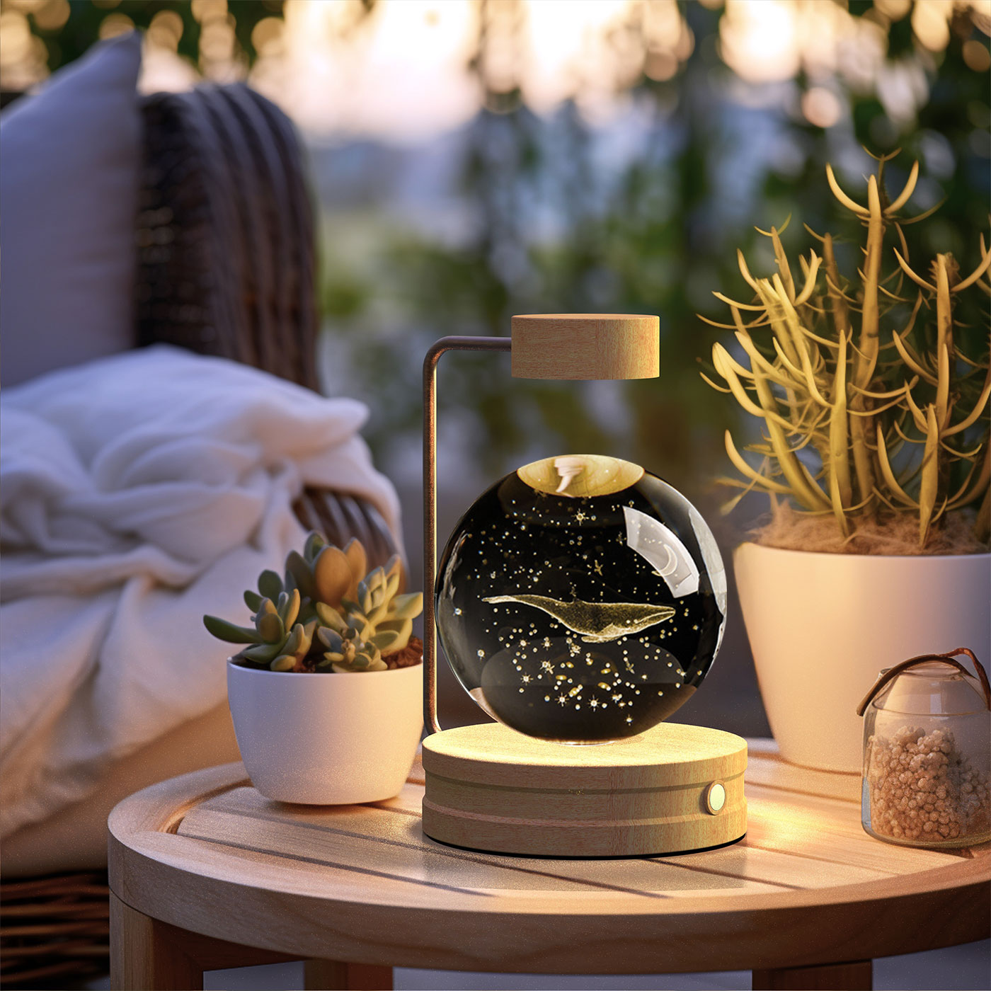 Lámpara de noche interior con forma de dinosaurio cósmico y bola de cristal, alimentación USB, luz cálida para mesita de noche, regalo de cumpleaños.