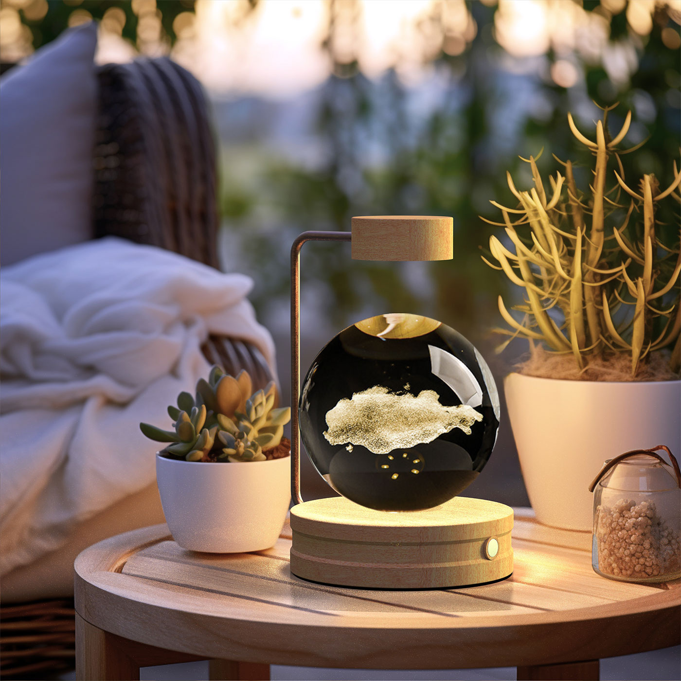 Lámpara de noche interior con forma de dinosaurio cósmico y bola de cristal, alimentación USB, luz cálida para mesita de noche, regalo de cumpleaños.