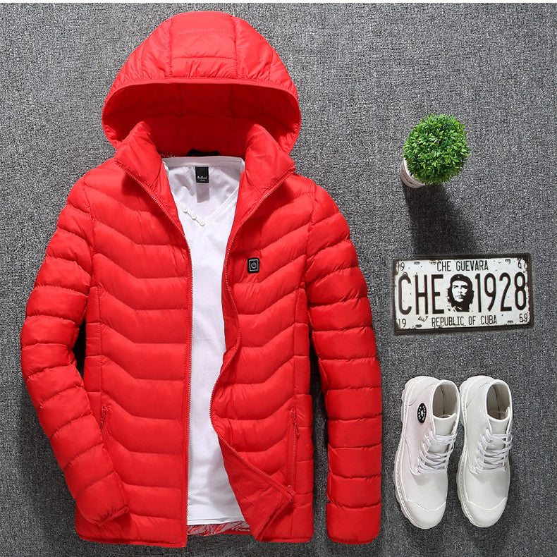 Chaqueta térmica de invierno con calefacción USB, abrigo de algodón con cremallera, calentador térmico, chaleco calefactor para hombre.